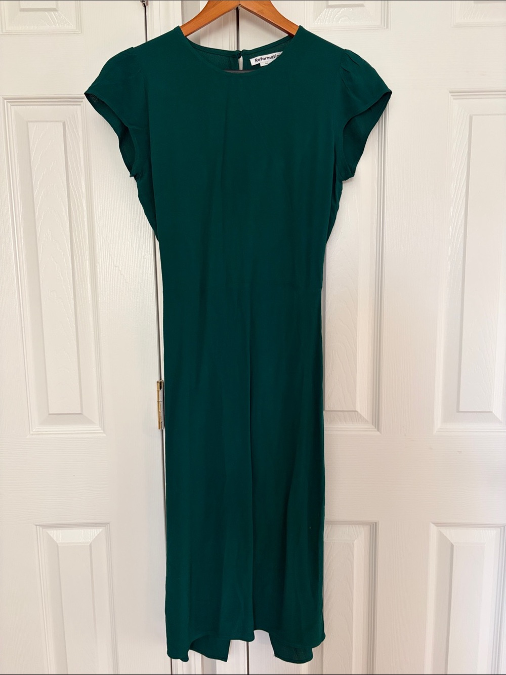 Reformation Emerald Green Flutter Sleeve Midi Dress